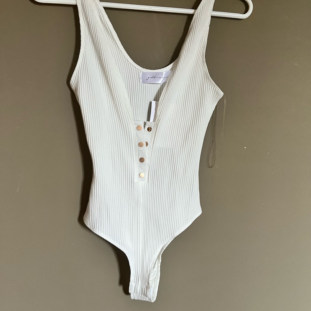 As seen on The Bachelor Elegant White Ribbed Bodysuit